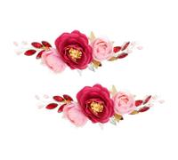 GALPADA 2pcs Pink Chinese Style Bride Hair Accessory Headbands with Artificial Peonies Flowers, Versatile Styling and Handcrafted Elegance for Chinese Wedding Settings and Proms