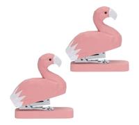 GALPADA 2pcs Pink Wooden Animal Staplers Mini Portable Office Stapler Set for Desk Use, Unique Charming Design for Classroom and Home Stationery Supplies