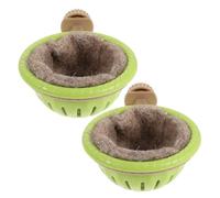 GALPADA 2pcs Plastic Bird Breeding Nest with Cotton Liner for Parakeet and Finch, Insulated Green Nest with Stand and Bracket Design, for Bird Cage Use in Spring and Autumn