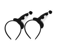 GALPADA 2pcs Plush Clown Headband Black White Cartoon-inspired Halloween Hairband Soft Cozy Costume Accessory for Carnival Mardi Gras Circus Theme Parties