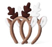 GALPADA 2pcs Plush Reindeer Antlers Headband Hair Hoop with Comfortable Design and Realistic Deer Antlers Shape, Keeps Hair in Place for Applying Makeup or Washing, for Christmas