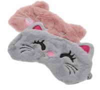 GALPADA 2pcs Plush Sleeping Eye Masks with Adjustable Elastic Cord, Cartoon Animal Design Eye Covers for Light Blocking, Soft and Comfortable Blindfolds for Airplanes and Tourism