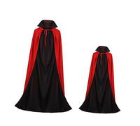 GALPADA 2Pcs Portable Halloween Vampire Cloak Classic Black and Red Double Layer Costume Capes for Adults and Durable Washable Party Dress Up Accessory