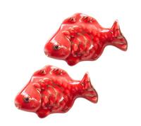 GALPADA 2Pcs Red Ceramic Chopstick Rests Gold Edge Fish Design, Chopsticks Holder for Dinner Table Decor, Ceramic Cutlery Support for Home Dining and Tableware Supplies