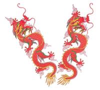 GALPADA 2pcs Red Dragon Cloth Patches for Pants and Clothing, Easy to Use and Practical Decorative Hat and Coat Accessories, Elegant and Beautiful Design for DIY Sewing and Craft Projects
