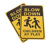 GALPADA 2pcs Reflective Playing Safety Signs Metal Slow Down Caution Warning for Neighborhood Streets Lawns Driveways Easy Installation Road Safety Alerts