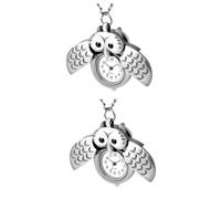 GALPADA 2pcs Retro Owl Pocket Watch Creative Vintage Design Materials Delicate Shape for Friends Family Elegant Silver Color for Fashionable Accessory