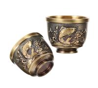 GALPADA 2pcs Retro Style Tea Cups Vintage Embossed Pattern Decorative Drinking Cups for Home Office Hotel Chinese Style Festive Elegance