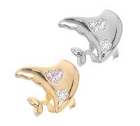 GALPADA 2pcs Shiny Rhinestone Heart Grill Caps for Teeth Gold Silver Fake Hip Hop Jewelry Comfortable Single Tooth Bling Accessories for Men and Women Cosplay Party