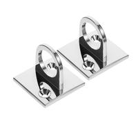 GALPADA 2Pcs Silver Stanchion Rope Wall Mount Hooks - Rope Receiver Plates for Crowd Control Barrier Management - Event Barrier Wall Tie Ring Hook Brackets for Queue Line