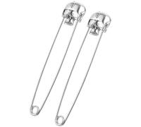 GALPADA 2pcs Skull Brooch Safety Pin Alloy Silver Skull Lapel Pin Decorative Safety Buckle for Quilting and Blanket Fixing for Dating and Working