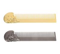 GALPADA 2pcs Skull-shaped Metal Hair Comb for Men Zinc Alloy Pocket Mustache Comb Dual-sided Fine Tooth Beard Styling Tool