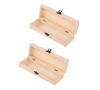 GALPADA 2pcs Solid Wood Pencil Holder Box Large DIY Stationery Organizer for School Office Convenient Storage Container with Simple Design Natural Wood Case for Pens and Erasers