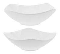 GALPADA 2pcs Square Footed Serving Bowl Polished Smooth Edge Fruit Dish | Raised Spill-reduction Rim, Decorative Porcelain Finish, Suitable for Pasta, Small, Kitchen Counters and Parties