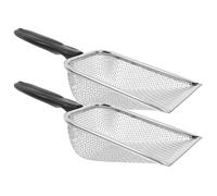 GALPADA 2pcs Stainless Steel Beach Sand Shovels with Mesh Filter Outdoor Shell Collecting Shovel for Pets Litter Cleaning and Sand Sifting Comfortable Grip for Backyard and Beach Use