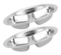 GALPADA 2pcs Stainless Steel Divided Tray with 5 Compartments Deep Section | Rectangular Stackable Design, Smooth Edges, for Vegetables and Soups, Silver Finish for Picnics