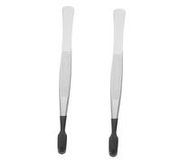 GALPADA 2pcs Stainless Steel Precision Tweezers with Silicone Tips Non Slip Flat Head for Jewelry Coins Electronic Components and Crafting Portable High Accuracy Tool for Home Office and