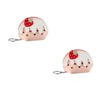 GALPADA 2pcs Strawberry Keychain Pouch Cute Zipper Coin Purse for Change Cards Keys Lightweight Wallet Durable Pu Material for Everyday Use and Travel