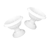 GALPADA 2pcs Sturdy Grecian Flower Pot Planter in White Plastic with Weather Resistant Design for Garden and Porch Decoration, Wedding Flower Container and European Style Outdoor Plant Pot