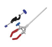 GALPADA 2pcs Three Clamp Lab Support Clamp with Zinc Alloy Chrome Plating for Securely Holding Sizes Round Bottom Flasks for Distillation and Chemical Experiments