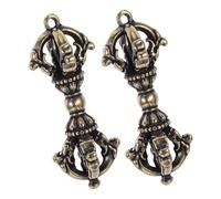 GALPADA 2pcs Tibetan Mystical Charm Brass Pendant Keychain Spiritual Vajra Locket for Faith Symbolism Daily Wear