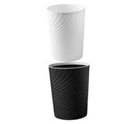 GALPADA 2pcs Trash Can with Press Ring Waste Buckets for Kitchen Bathroom Office Simple Round Open-top Garbage Bins in White and Black Practical Household Storage Containers