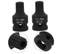 GALPADA 2pcs Triple Square Bit Brake Caliper Socket Stubby Impact Driver Tool for Precise Disc Brake Caliper Screw Removal Automotive Repair Socket
