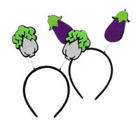 GALPADA 2pcs Vegetable Headband Cute Festival Hair Accessories for Includes Purple Eggplant Green Cabbage Styles for Parties and Cosplay Events