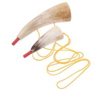 GALPADA 2pcs Viking Blowing Horns Lightweight Ox Horn Trumpets with Authentic Ram Design for Halloween Cosplay and Party Performance Props