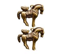 GALPADA 2Pcs Vintage Brass War-horse Keychain Pendant Small DIY Decorative Charm Lightweight Craft Accessory for Friends and Chic Retro Design