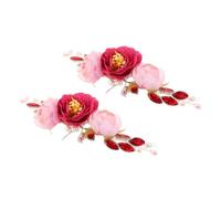 GALPADA 2PCS Vintage Bridal Pearl Hair Vine with Simulated Peony Flowers Handmade Wedding Headpiece for Women and Romantic Ancient-style Hairband Enhancing Ceremony Elegance