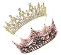 GALPADA 2pcs Vintage Crown Headdress Baroque Rhinestone Wedding Tiara for Brides and Easy to Wear Decorative Hairband for Parties and Special Occasions