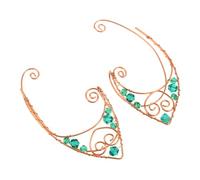 GALPADA 2pcs Vintage Handmade Elf Ear Non-pierced Ear Wraps for Women Retro Cartilage Climber Earrings Fairy Tale Cosplay Statement Jewelry for Halloween Parties and Daily Wear