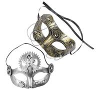 GALPADA 2pcs Vintage Steampunk Plastic Masquerade Masks for Costume Parties and Mardi Gras, Unique Design with Day Wearing Comfort and Not Easy to Fall, Suitable for Women and Men