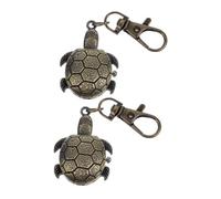 GALPADA 2pcs Vintage Style Tortoise Keychain Cute Flip Turtle Keychain Quartz Movement for Men Turtles