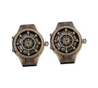 GALPADA 2pcs Vintage Zinc Alloy Rudder Ring Watches with Flip-Open Cover Not Easy to Rust Chic Jewelry Watch for Daily Wear