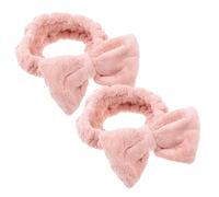 GALPADA 2pcs Washing Face Headbands Bowknot Makeup Headbands Pink Fibre Adjustable Size Good Elasticity for Face Washing and Makeup, Female Spa Hairband