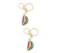 GALPADA 2pcs Watermelon Pendant Keychain Sparkling Rhinestones Cute Mini Fruit Charm for Bags and Keys Decorative Key Ring Accessory Red