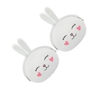 GALPADA 2Pcs White Silicone Rabbit Coin Purse with Buckle Closure, Portable Small Wallet and Key Pouch for Girls, Minimalist Bunny Design for Shopping or Work
