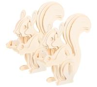 GALPADA 2pcs Wooden Animal Puzzle DIY Squirrel Jigsaw for Educational Handcrafted Cognitive Development Interactive Playset