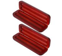 GALPADA 2pcs Wooden Fountain Pen Display Box with 2 Slots, Dual Slot Pen Holder Case for Office and School, Lacquered Surface Protects Writing Tools with Wood Grain and Classic Red Colour