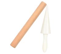 GALPADA 2Pcs Wooden Ice Cream Roll Mold Set with Egg Cone Roller and Baking Cone Shaper, Dessert Making Tool for Pastry and Egg Roll Curling, Suitable for Kitchen Baking and Homemade