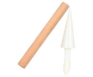 GALPADA 2Pcs Wooden Ice Cream Roll Mold Set with Egg Cone Roller and Baking Cone Shaper, Dessert Making Tool for Pastry and Egg Roll Curling, Suitable for Kitchen Baking and Homemade