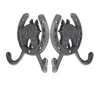 GALPADA 2pcs Wrought Hanging Hooks Decorative Wall Hooks Cast Iron Vintage Horse Shoe Coat Rustic Metal Wall for Hanging Coats Towels in Home Bathroom