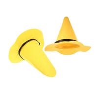 GALPADA 2pcs Yellow Felt Witch Hats with Wide Brim and Pointed Design, Foldable and Breathable Comfort, for Women at Cosplay Events and Halloween Parties