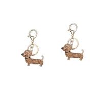 GALPADA 2pcs Zinc Alloy Dachshund Keychain Keyring for Women Car Keyring Dog Dad Present UK Polished Keychain Crystal Charm