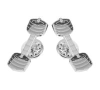 GALPADA 2Pcs Zinc Alloy Dumbbell Cartoon Brooch Pins for Backpack Lapel Pin Set, Funny Barbell Shape Brooches for Women Students, Decorative Fitness Badge Accessories