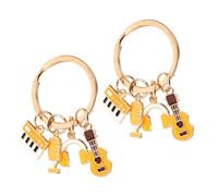 GALPADA 2pcs Zinc Alloy Music Keychain Set Featuring Violin and Keyboard Charms with Compact Design Lightweight Stylish Accessories for Backpacks Purses and Car Keys