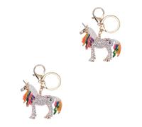 GALPADA 2pcs Zinc Alloy Unicorn Keychain Drip Oil Design Colorful Rhinestone Keyring Pendant for Adults and Boy Girl for Keyrings Backpacks and Phone Cases