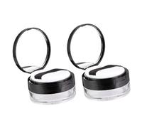 GALPADA 2sets Empty Loose Powder Box Mirror Elastic Mesh Makeup Powder Holder Container for Revolution Loose Translucent Setting Puff Box for Women
